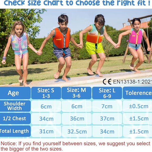 Oshyle Neoprene Mermaid Swim Vest for Kids Adjustable‎ Safety Straps Toddler - Picture 8 of 9